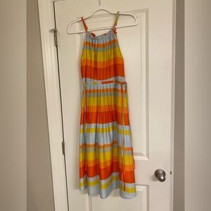 Loft sleeveless striped dress with pleated skirt NWT